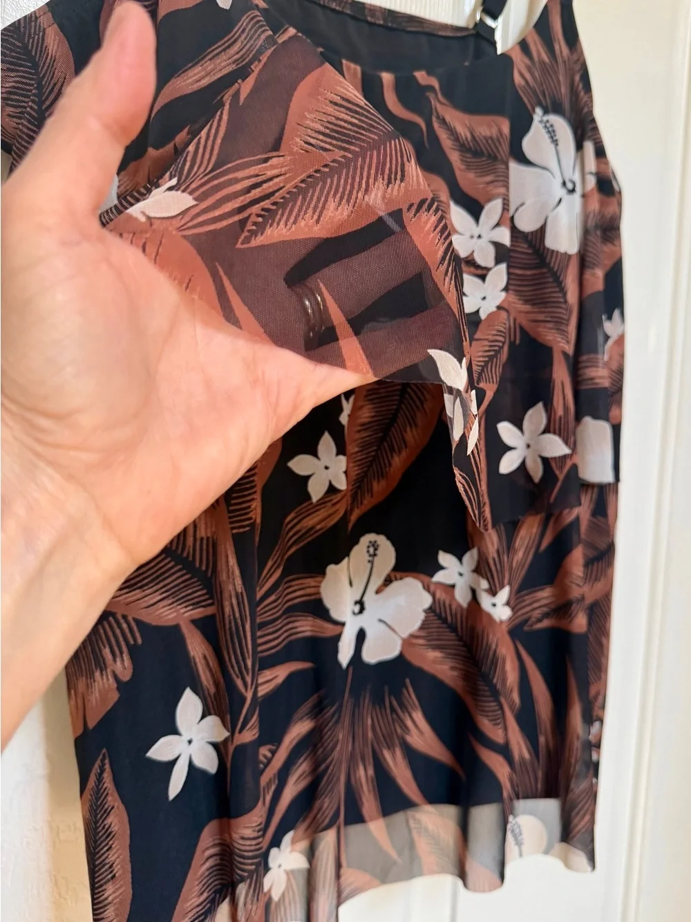 Lands’ End XL 18 Tropical Floral Tankini Swim Top Layered Chlorine Resistant NWT